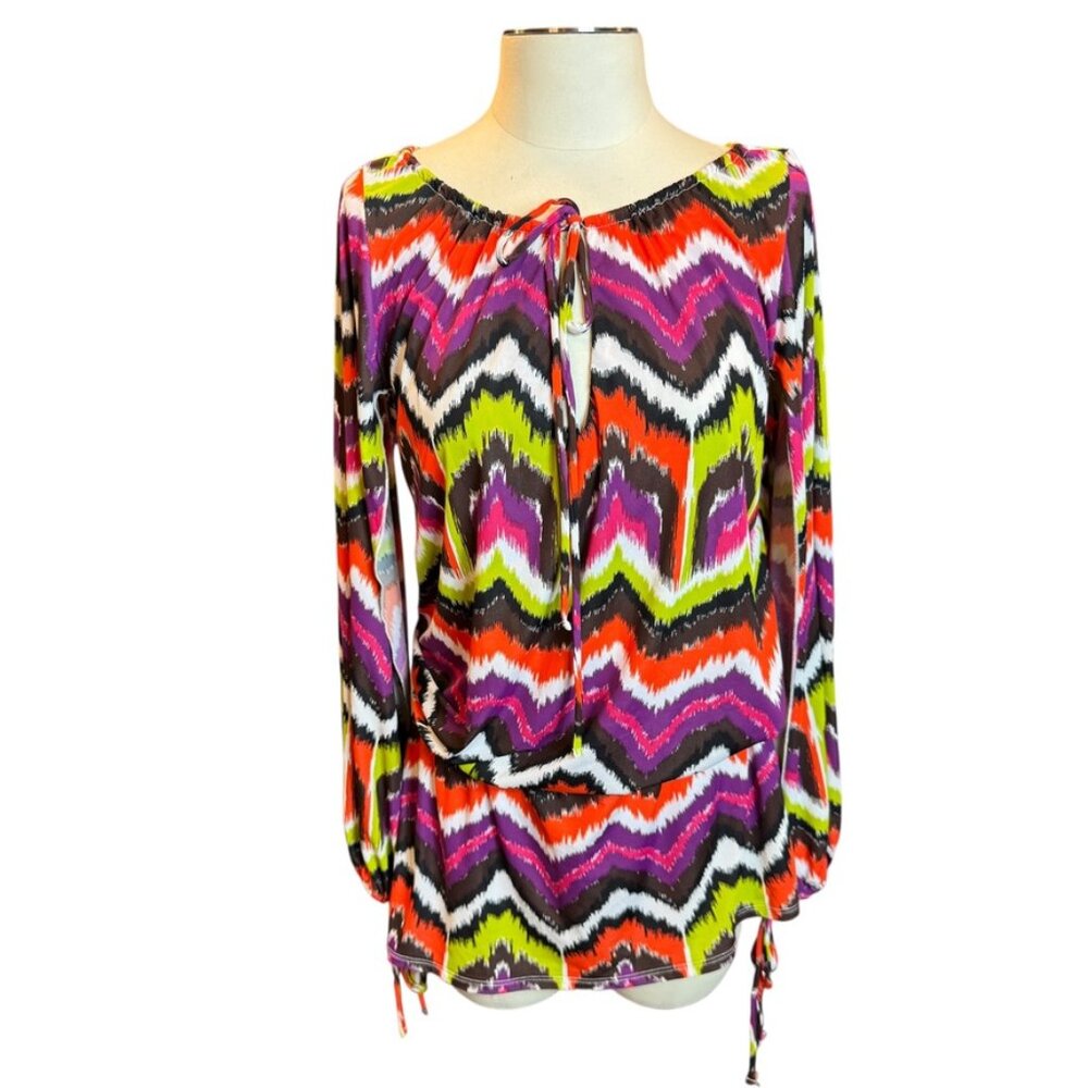 TRINA TURK colorful chevron swim cover up summer top Size Small EUC
